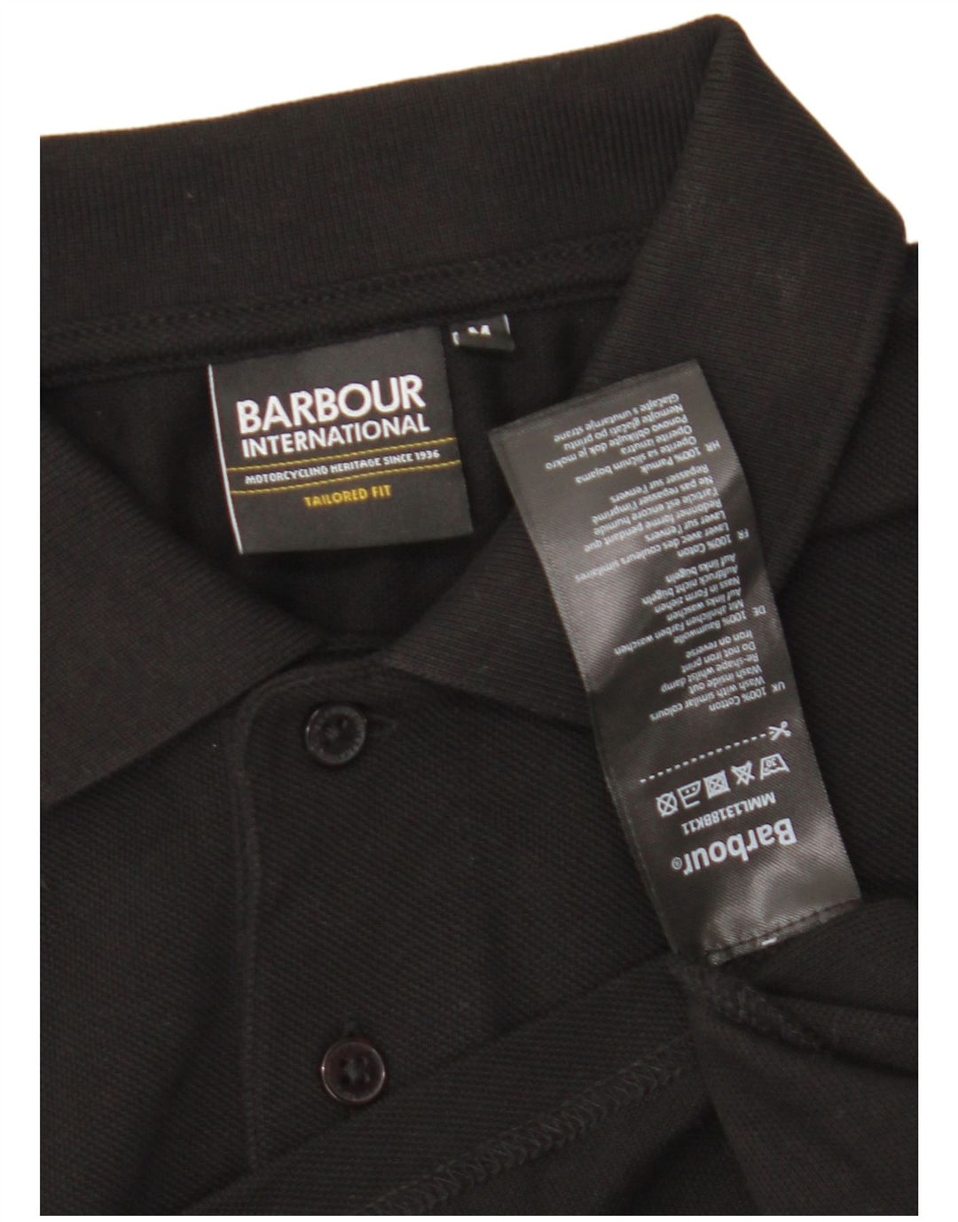Tricou polo Barbour pentru bărbați, bumbac mediu negru