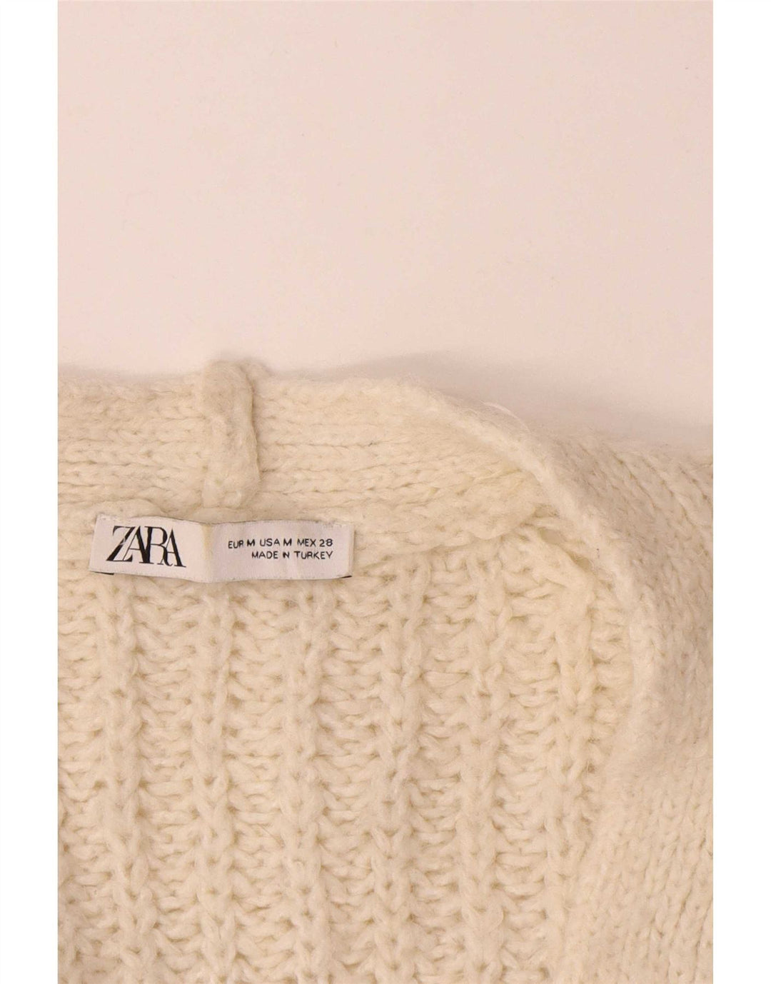 Pulover cardigan deschis supradimensionat pentru femei Zara UK 14 Medium Bej Acrilic