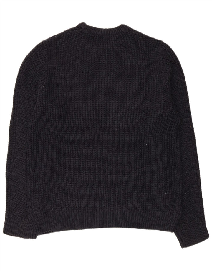 JACK & JONES Pulover pentru bărbați cu gât roșu din bumbac mare, albastru bleumarin