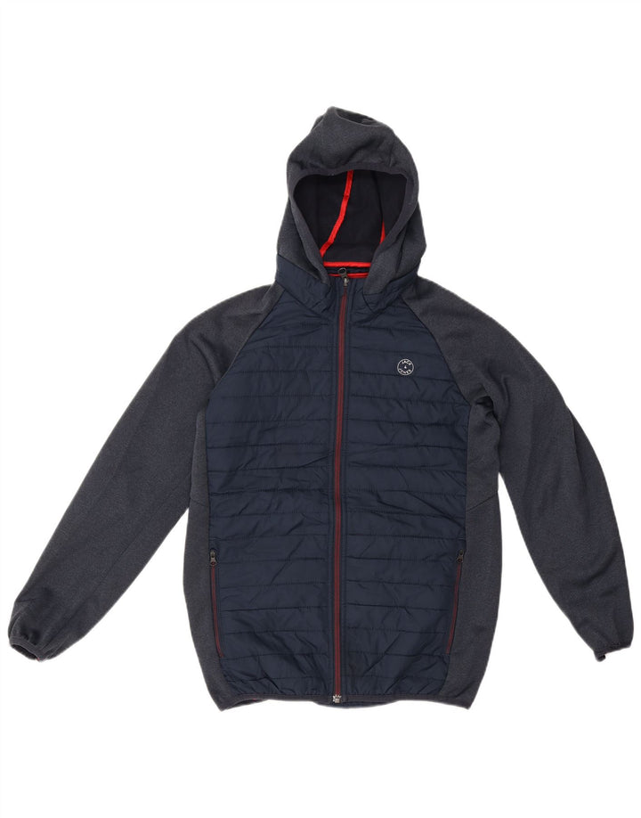 Jack & Jones Jachetă Bomber cu glugă pentru băieți 9-10 ani, albastru bleumarin, color block