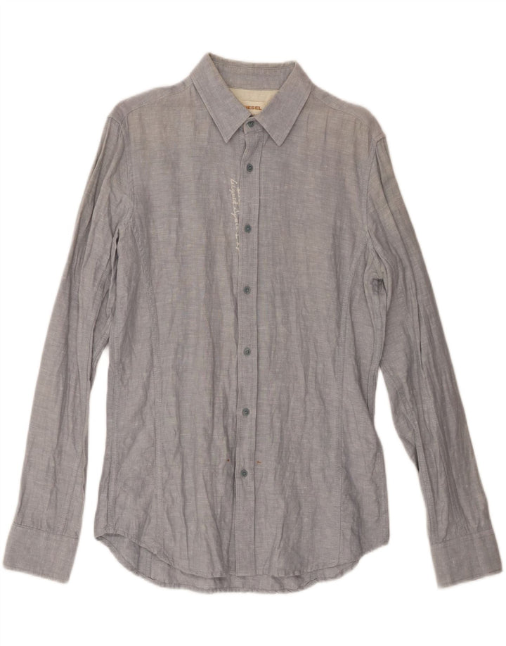 DIESEL Mens Shirt Medium Grey Linen Vintage Diesel and Second-Hand Diesel from Messina Hembry 