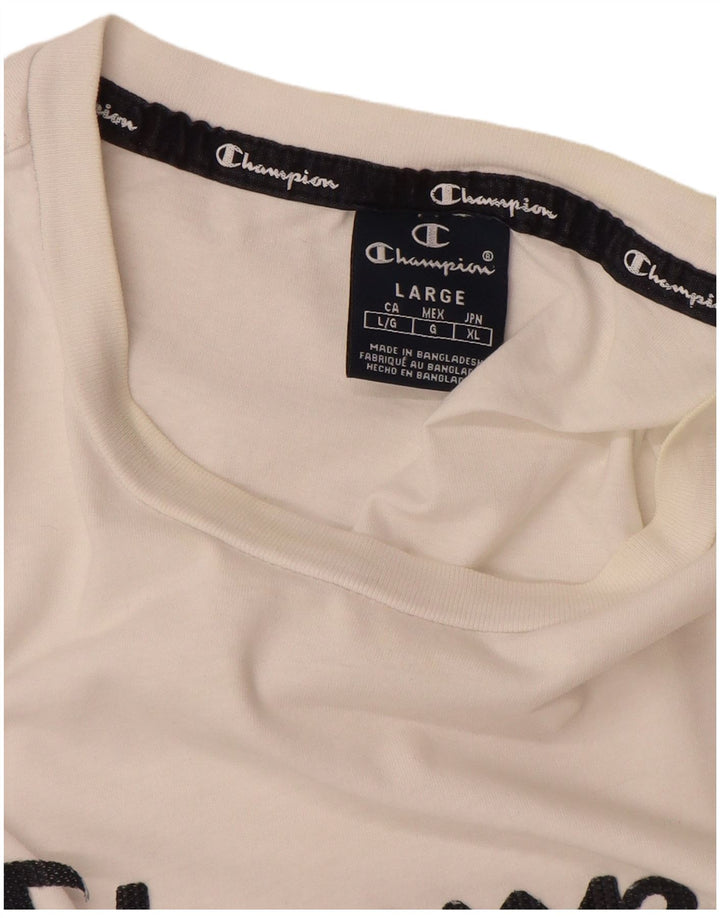 Tricou grafic Champion pentru bărbați Top mare din bumbac alb
