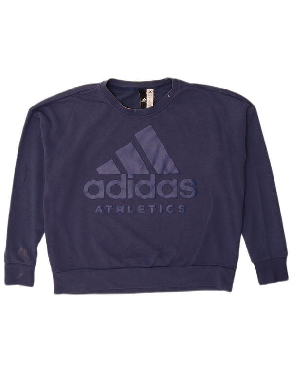 Pulover supradimensionat cu grafic pentru femei Adidas UK 16/18 Mare bleumarin
