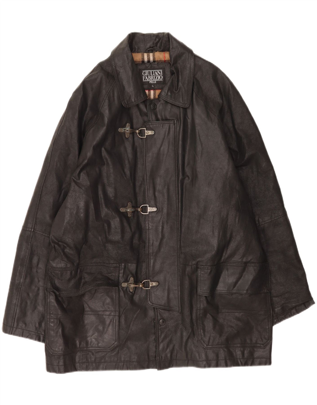 Giulia Galanti Jachetă de piele pentru bărbați Duffle UK 40, mare, neagră