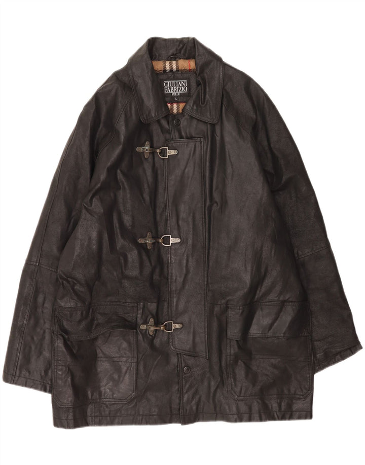 Giulia Galanti Jachetă de piele pentru bărbați Duffle UK 40, mare, neagră
