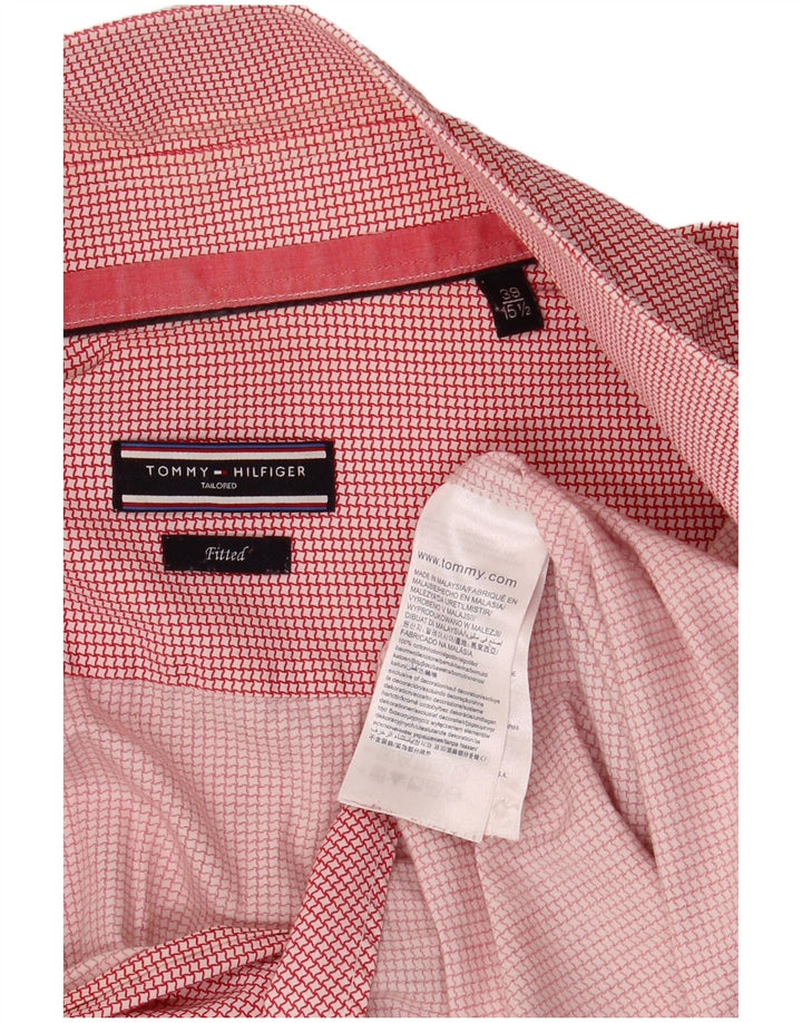 Cămașă croită pentru bărbați Tommy Hilfiger Mărimea 39 15 1/2 Medium Red Houndstooth