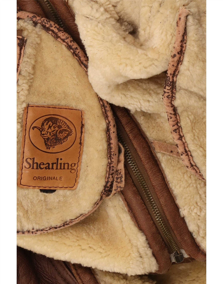 Jachetă vintage pentru bărbați din shearling UK 38 maro mediu