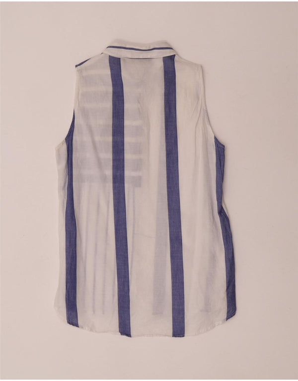 Bluză cămașă fără mâneci pentru femei Zara UK 12 Medium bleumarin cu dungi