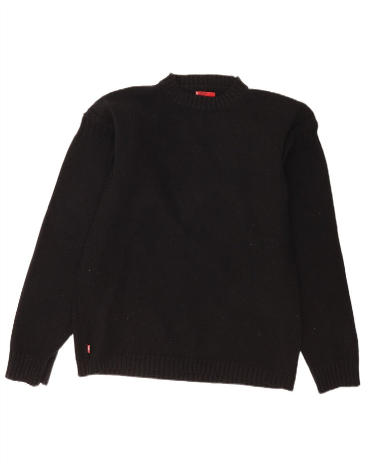 Pulover Levi's pentru bărbați, cu gât crew, lână de miel mare, neagră
