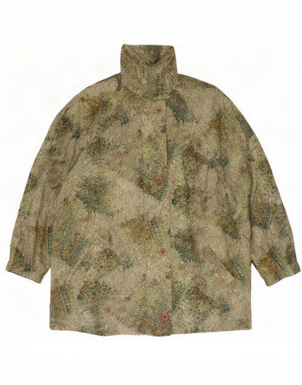 Jachetă vintage pentru femei, UK 20 2XL, verde, cu flori din poliester