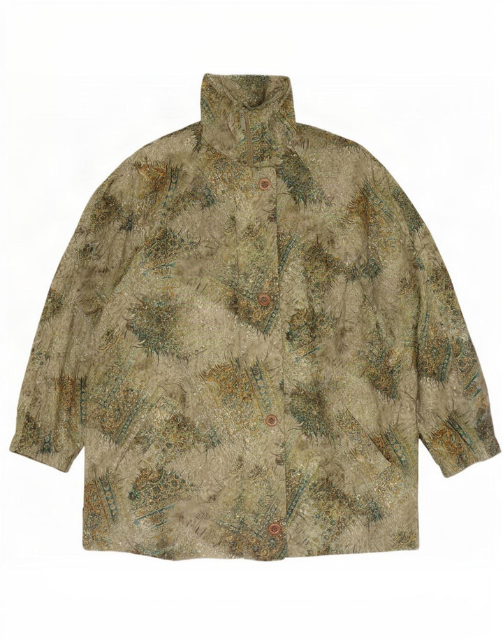 Jachetă vintage pentru femei, UK 20 2XL, verde, cu flori din poliester