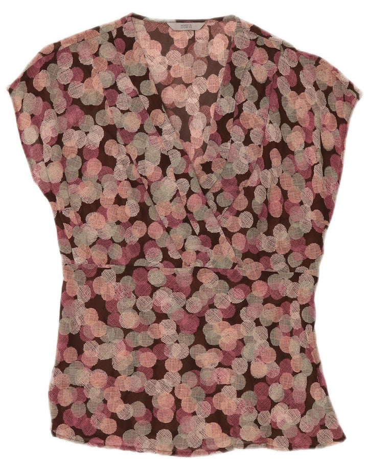 MARKS & SPENCER Bluză fără mâneci pentru femei UK 12 Medium Purple Geometric