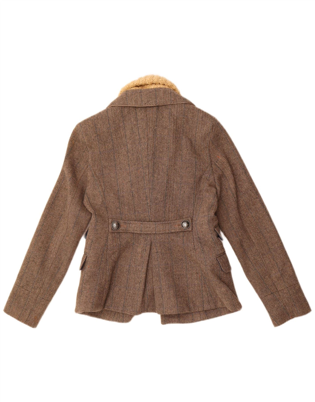 Jachetă Superdry pentru femei, cu 3 nasturi, UK 14, lână mare, gri, în spinare