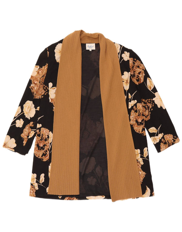 Luisa Spagnoli Pulover cardigan cu paragate pentru femei UK 14 Medium Black Floral