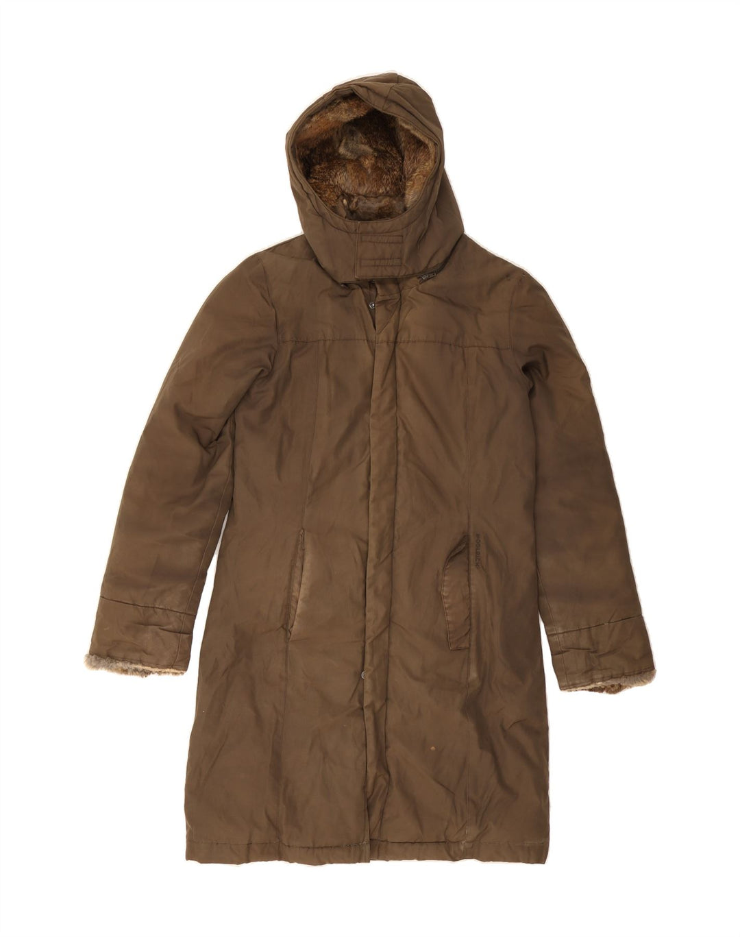 WOOLRICH Womens Hooded Padded Coat UK 14 Medium Brown Cotton Vintage Woolrich and Second-Hand Woolrich from Messina Hembry 