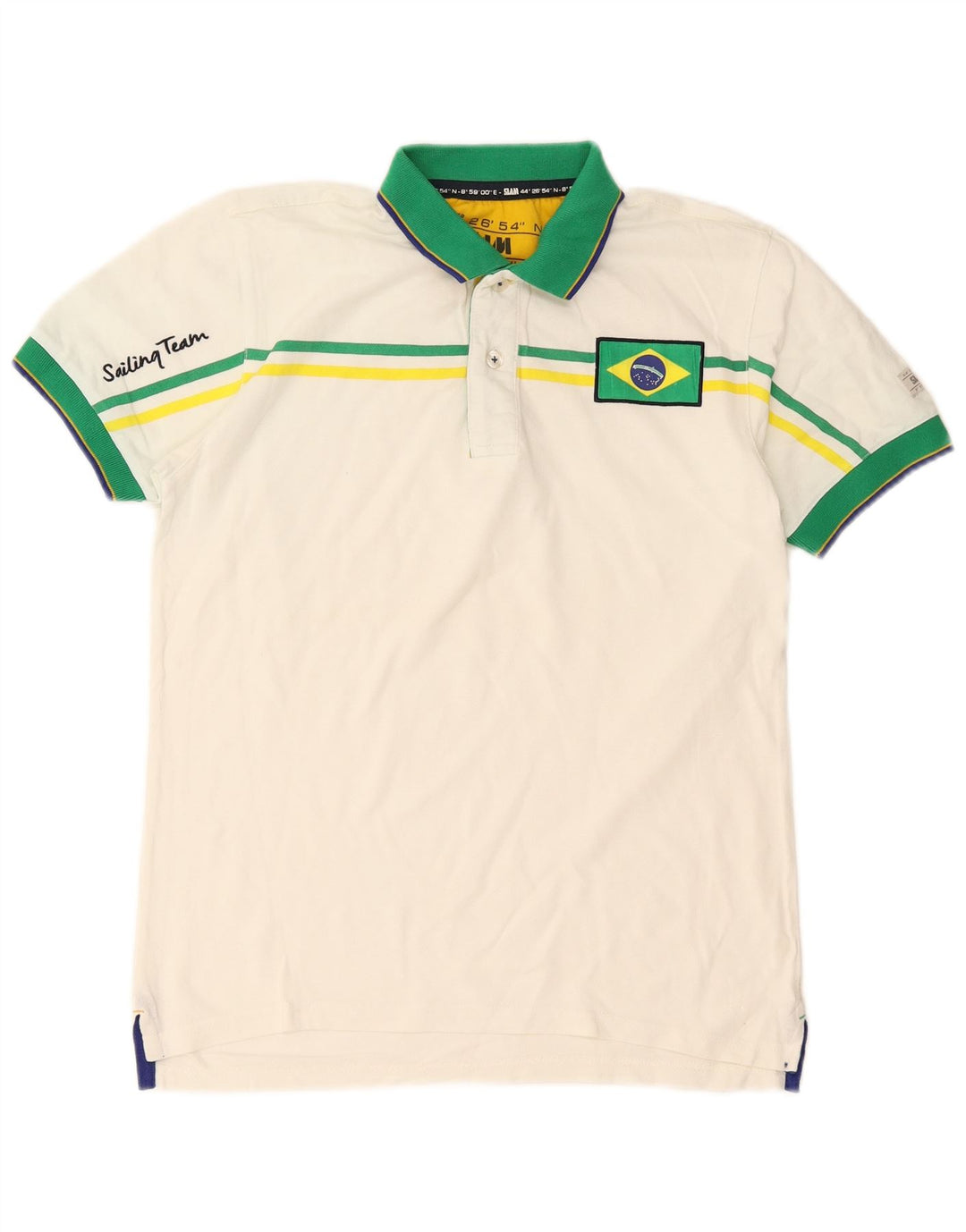 Tricou polo cu grafic Slam pentru bărbați, mic, alb, din bumbac color bloc