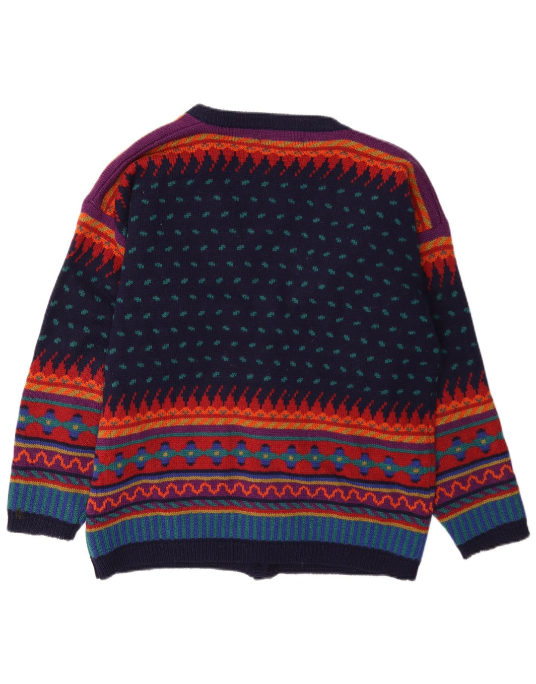 Pulover cardigan pentru femei Tulchan UK 14 Lână geometrică multicoloră medie