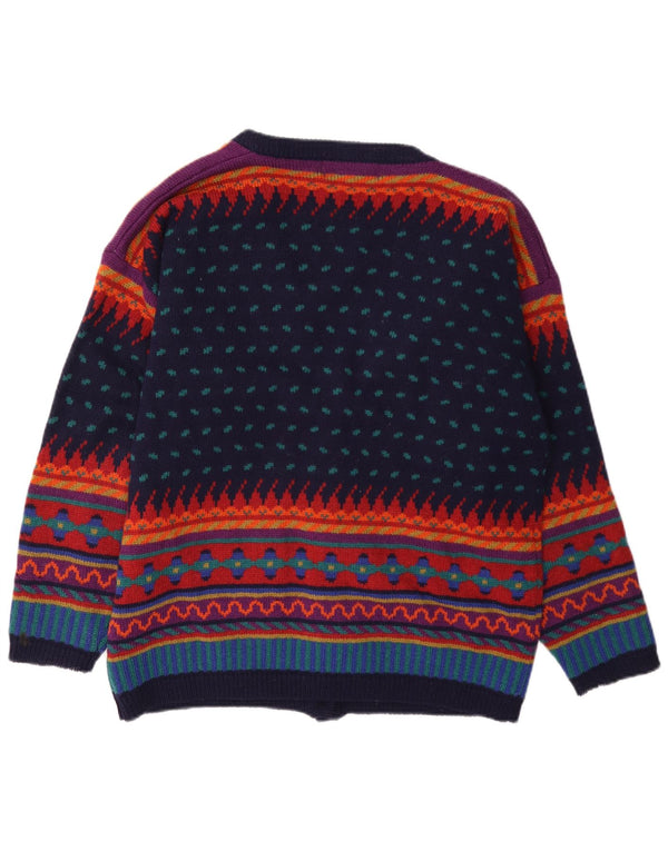 Pulover cardigan pentru femei Tulchan UK 14 Lână geometrică multicoloră medie