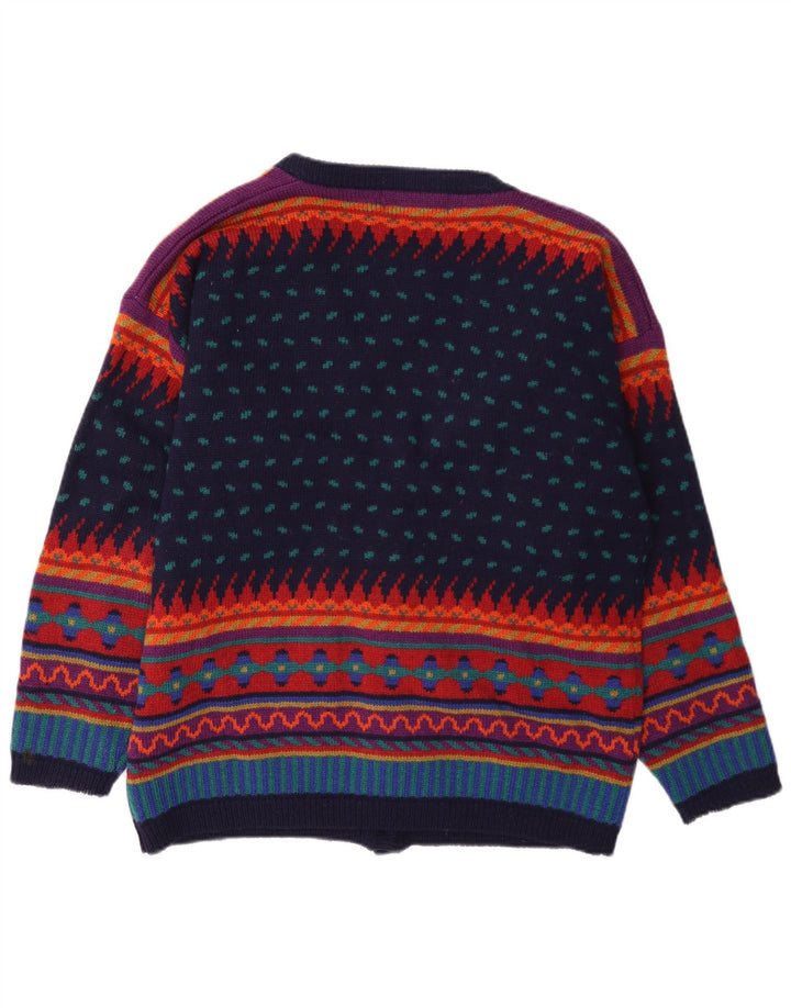 Pulover cardigan pentru femei Tulchan UK 14 Lână geometrică multicoloră medie