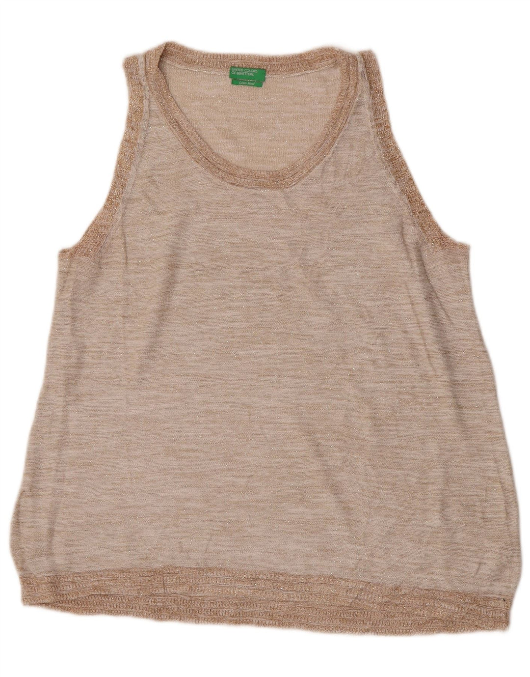 Benetton Womens Vest Tank Top UK 14 Medium Bej In