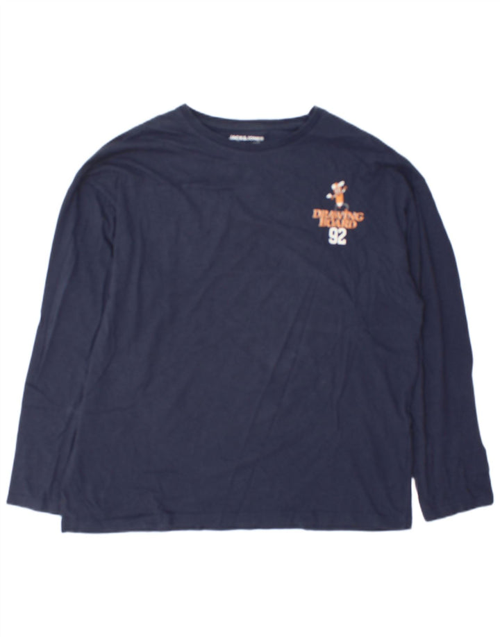 Jack & Jones Tricou cu mânecă lungă pentru bărbați, albastru bleumarin, bumbac