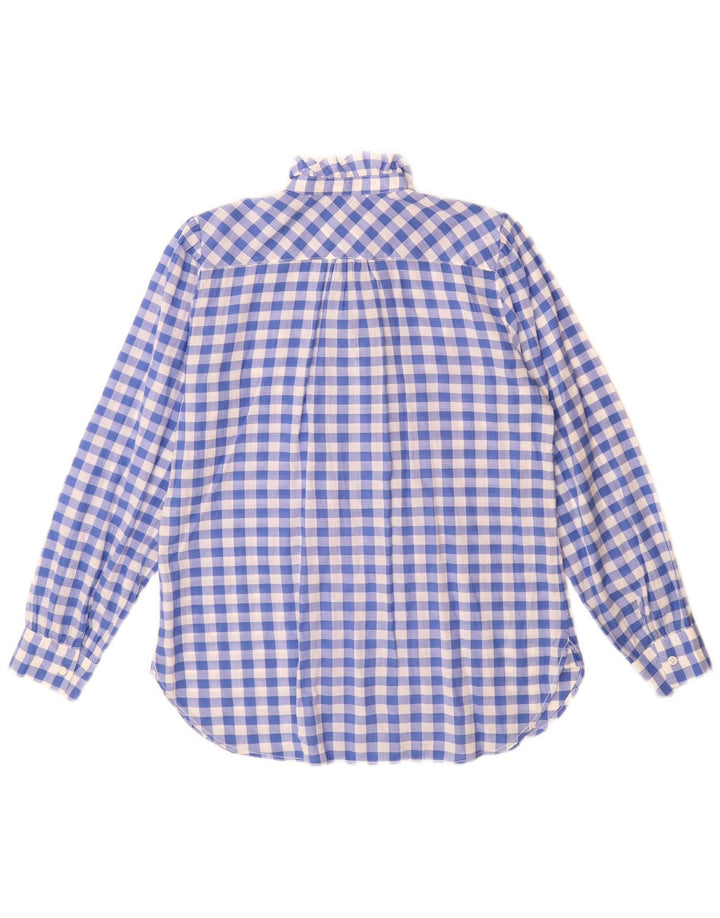 Bluză cămașă cu mânecă lungă pentru femei J. Crew, cu volan în față, US 4 Small Blue Check