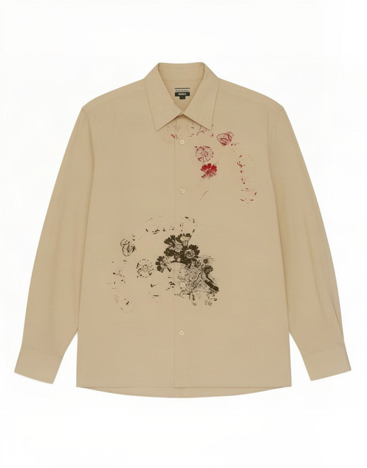 Cămașă grafică pentru bărbați Paul Smith, bumbac floral alb mediu