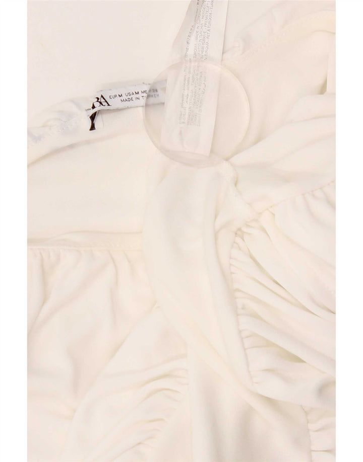 Crop Top fără mâneci pentru femei Zara UK 12 Poliester alb mediu