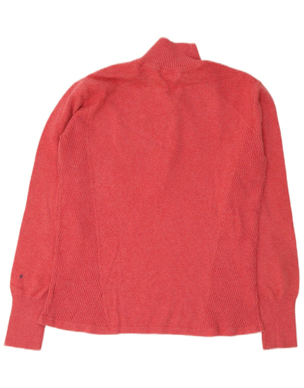 Pulover pentru femei Eddie Bauer cu fermoar și gât, UK 18 XL, bumbac roșu