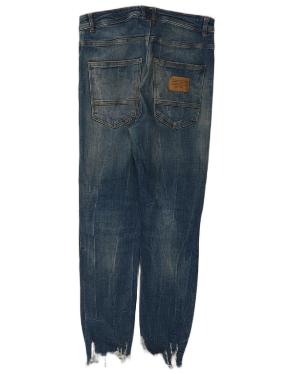 Blugi skinny distressed pentru femei Zara EU 38 Small W30 L26 Albastru