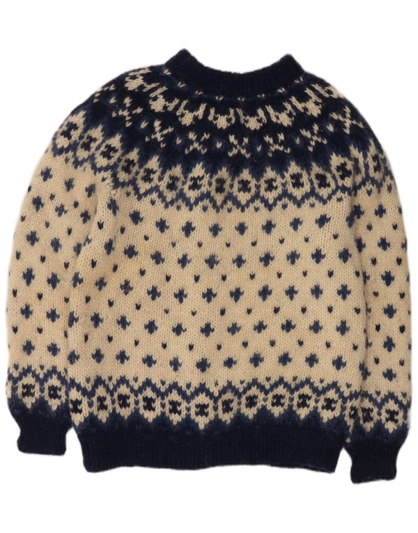 VINTAGE Pulover cardigan pentru femei UK 16 Large Off White Fair Isle