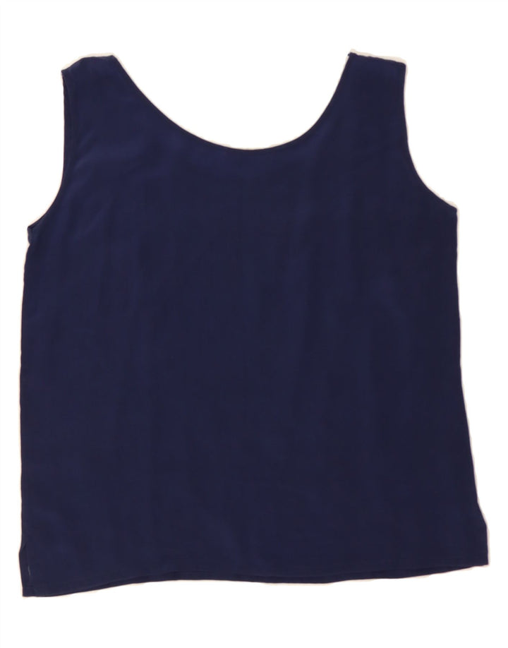 VINTAGE Womens Sleeveless Blouse Top UK 14 Medium Navy Blue Vintage Vintage and Second-Hand Vintage from Messina Hembry 