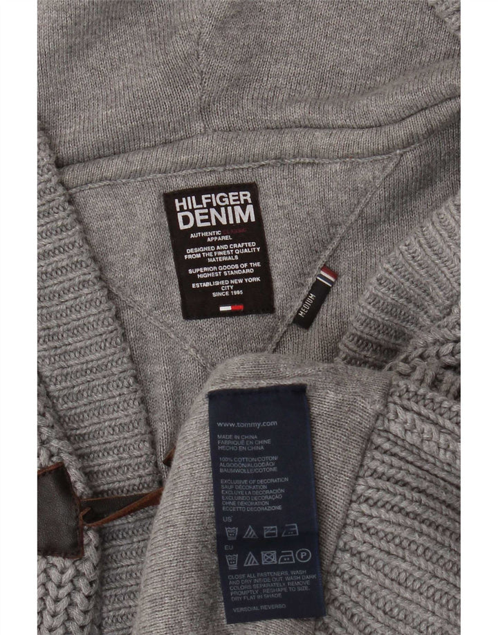 Pulover cardigan cu glugă pentru bărbați Tommy Hilfiger, bumbac gri mediu