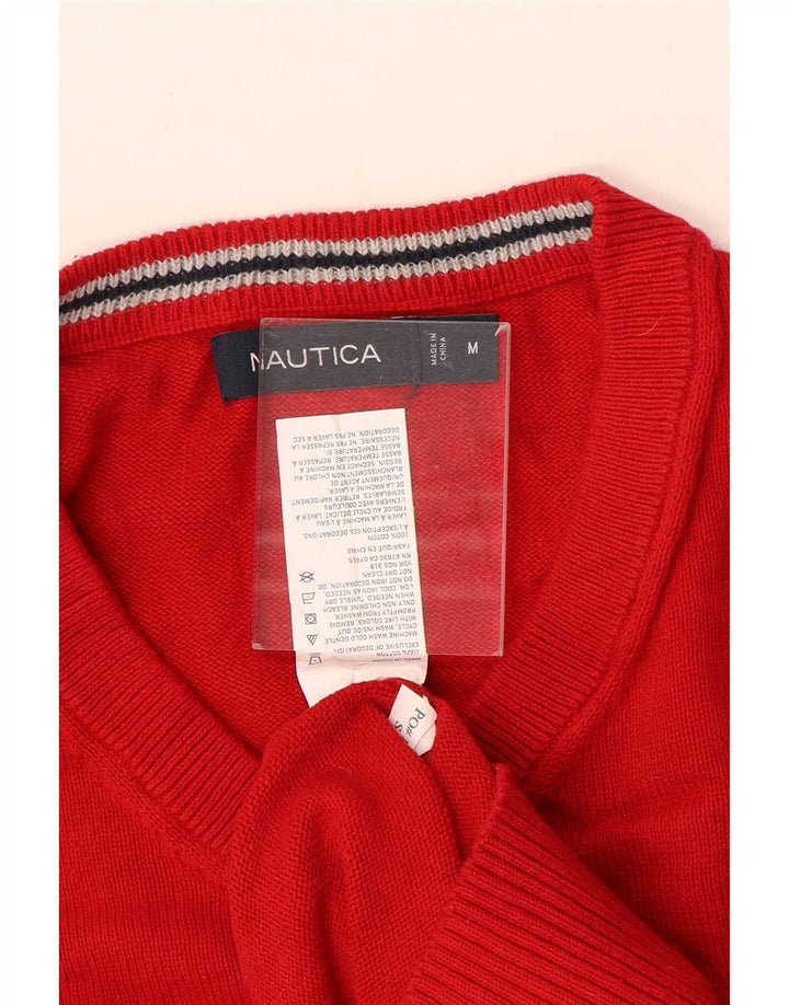 Pulover Nautica pentru bărbați, cu decolteu în V, bumbac roșu mediu