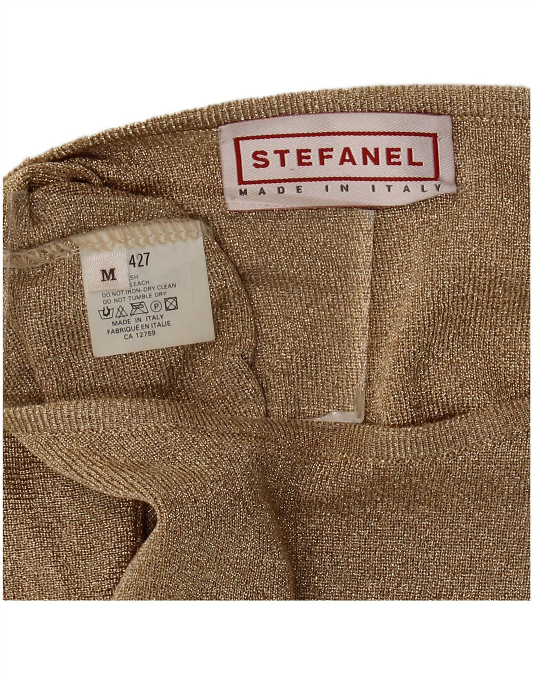 Top supradimensionat pentru femei Stefanel cu maneca lunga UK 14 Medium Gold Cupro