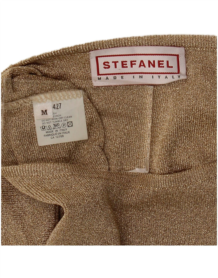 Top supradimensionat pentru femei Stefanel cu maneca lunga UK 14 Medium Gold Cupro