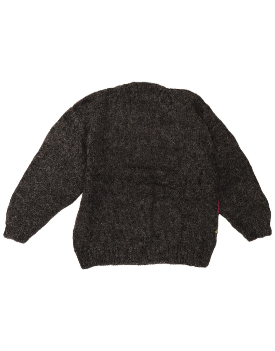 Pulover VINTAGE pentru femei cu decolteu rotund, UK 14, mare, gri Colorblock