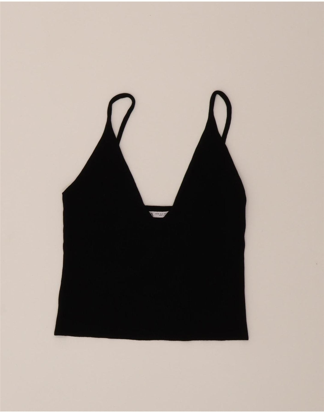ZARA Womens Crop Cami Top UK 12 Medium Black Viscose