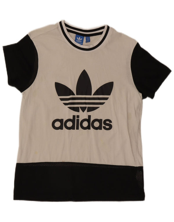 Tricou grafic Adidas pentru femei Top UK 8 Small White Colorblock Bumbac
