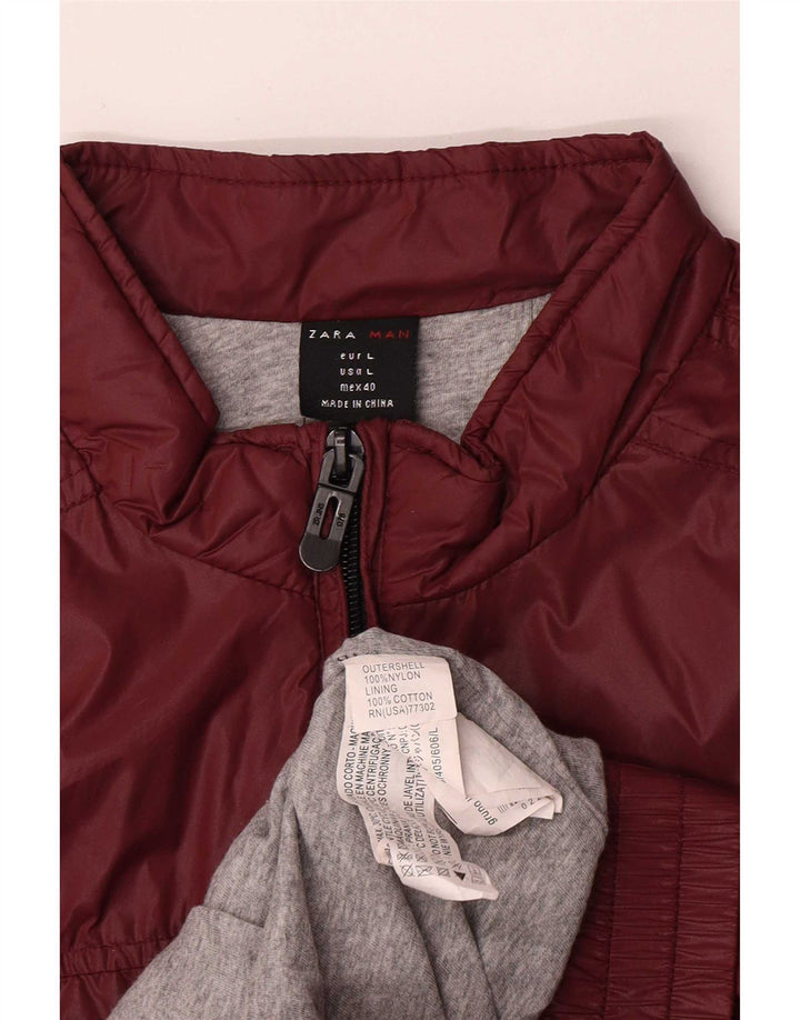 Jachetă Bomber pentru bărbați Zara UK 40 Mare Nailon Bordeaux