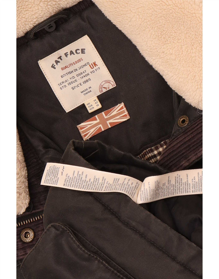 Jachetă parka cu glugă pentru femei Fat Face UK 12, bumbac mediu negru