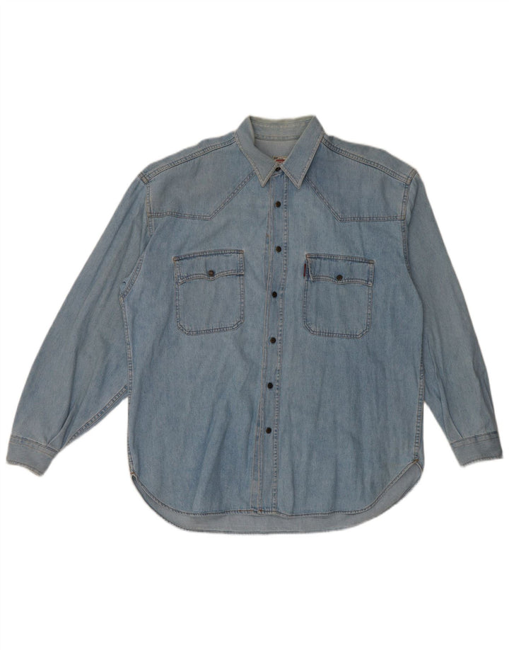 Cămașă de blugi pentru bărbați Casucci, bumbac albastru 2XL