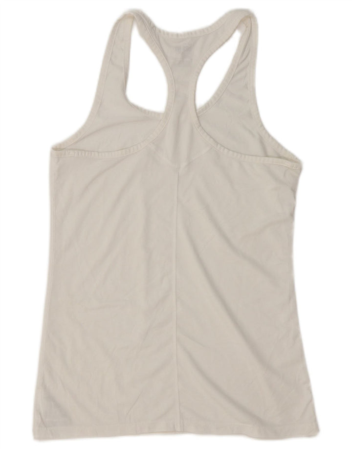 NIKE Womens Dri Fit Slim Fit Vest Top UK 12 Poliester alb mediu