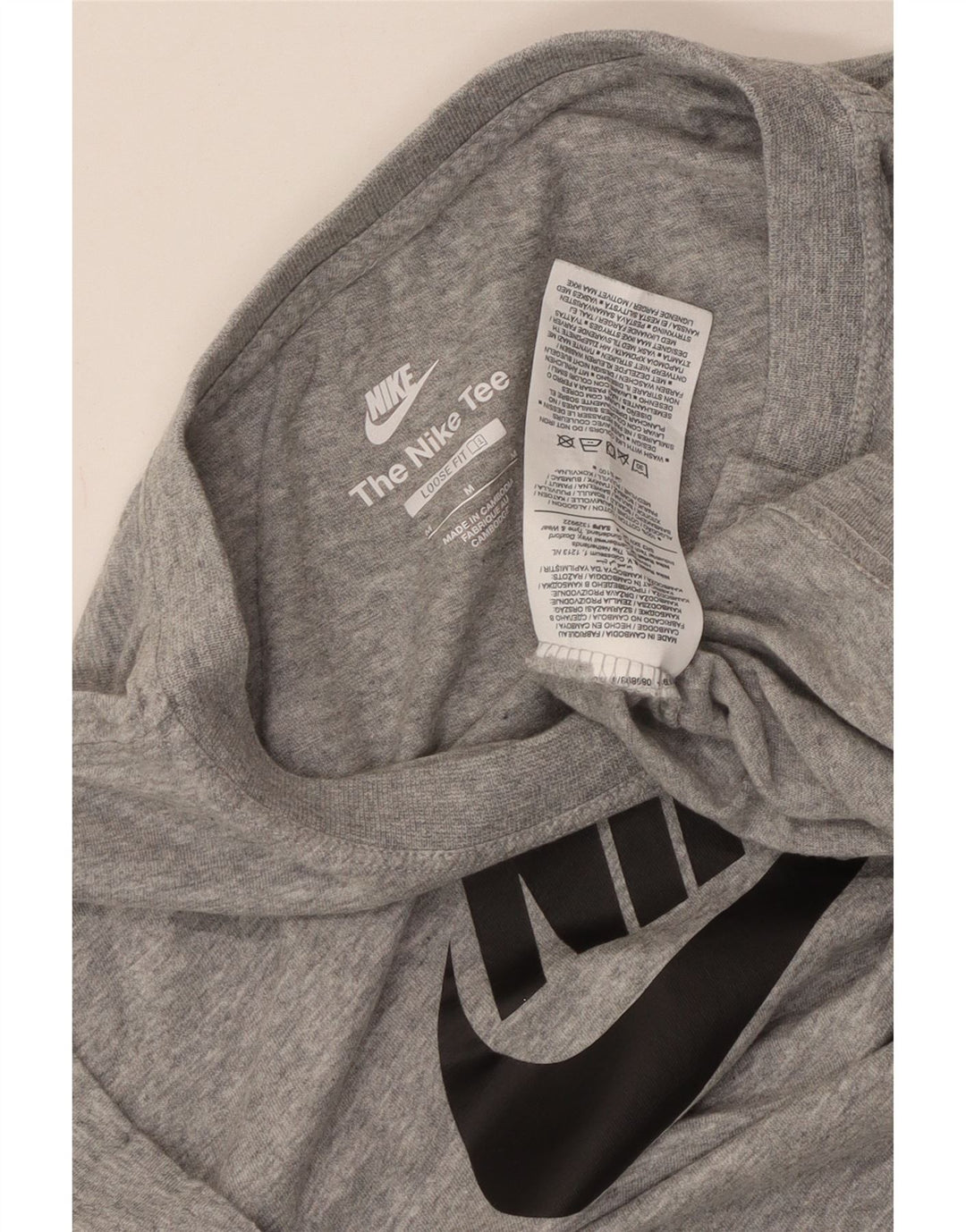 Tricou grafic NIKE Crop Loose Fit pentru femei UK 14 Medium Grey Flecked