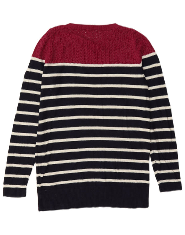 Pulover Oasis pentru femei cu gât de barcă, UK 6 XS, bumbac cu dungi bleumarin