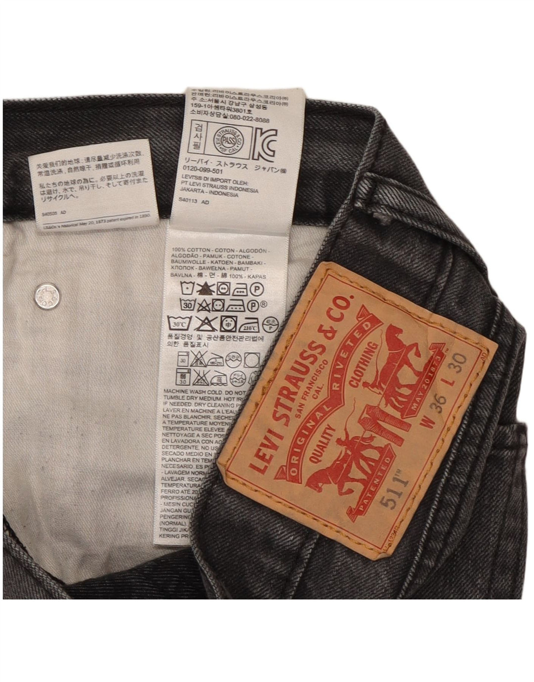 Blugi Levi's 511 Slim pentru bărbați W36 L28 bumbac gri