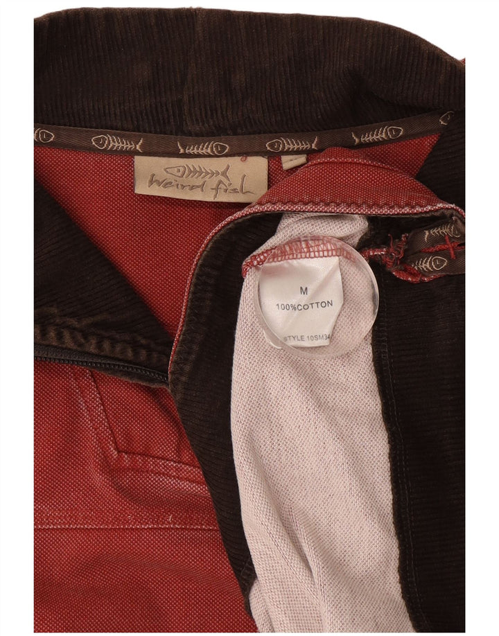 Hanorac pentru bărbați Weird Fish, cu fermoar, cu gât, din bumbac roșu mediu