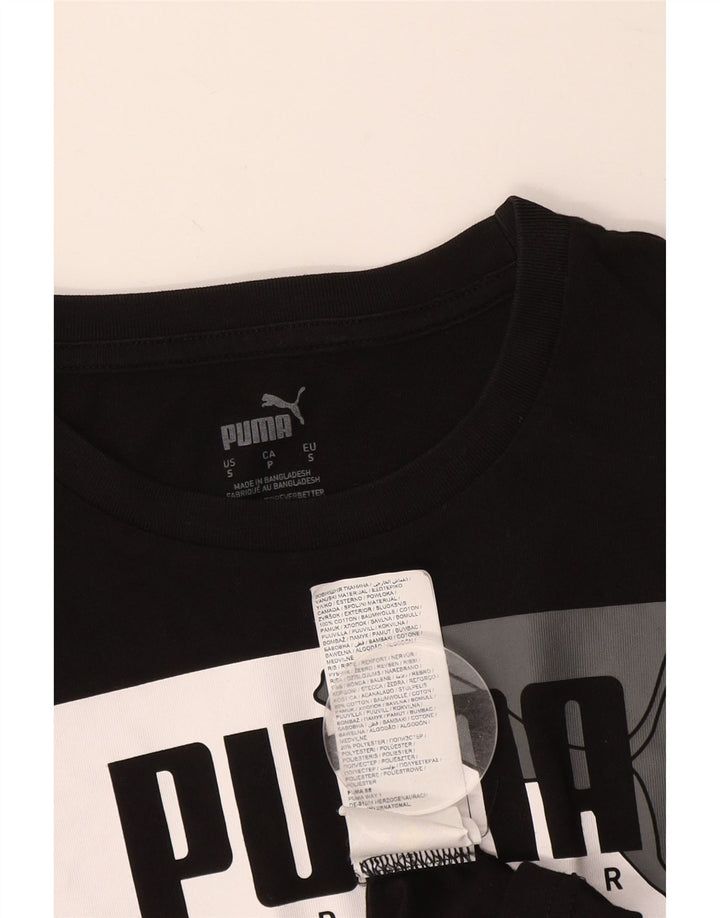 Tricou grafic PUMA pentru bărbați Top mic, negru, bumbac