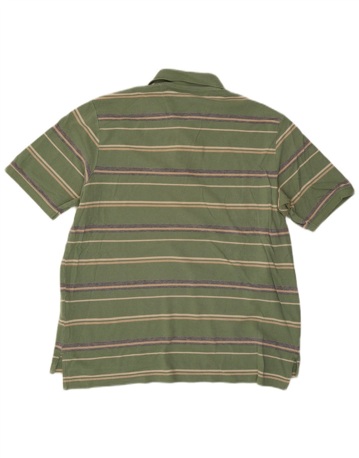 Cămașă polo Eddie Bauer pentru bărbați, bumbac cu dungi verzi mari