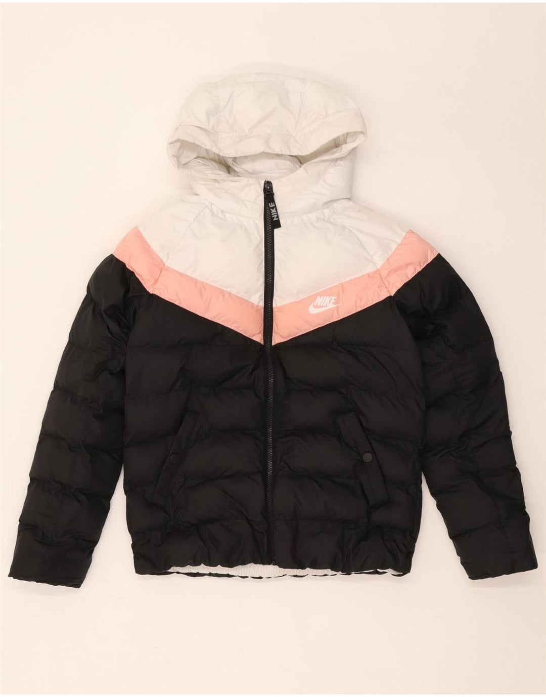 Jachetă căptușită cu glugă NIKE pentru băieți 10-11 ani, mediu negru, colorblock